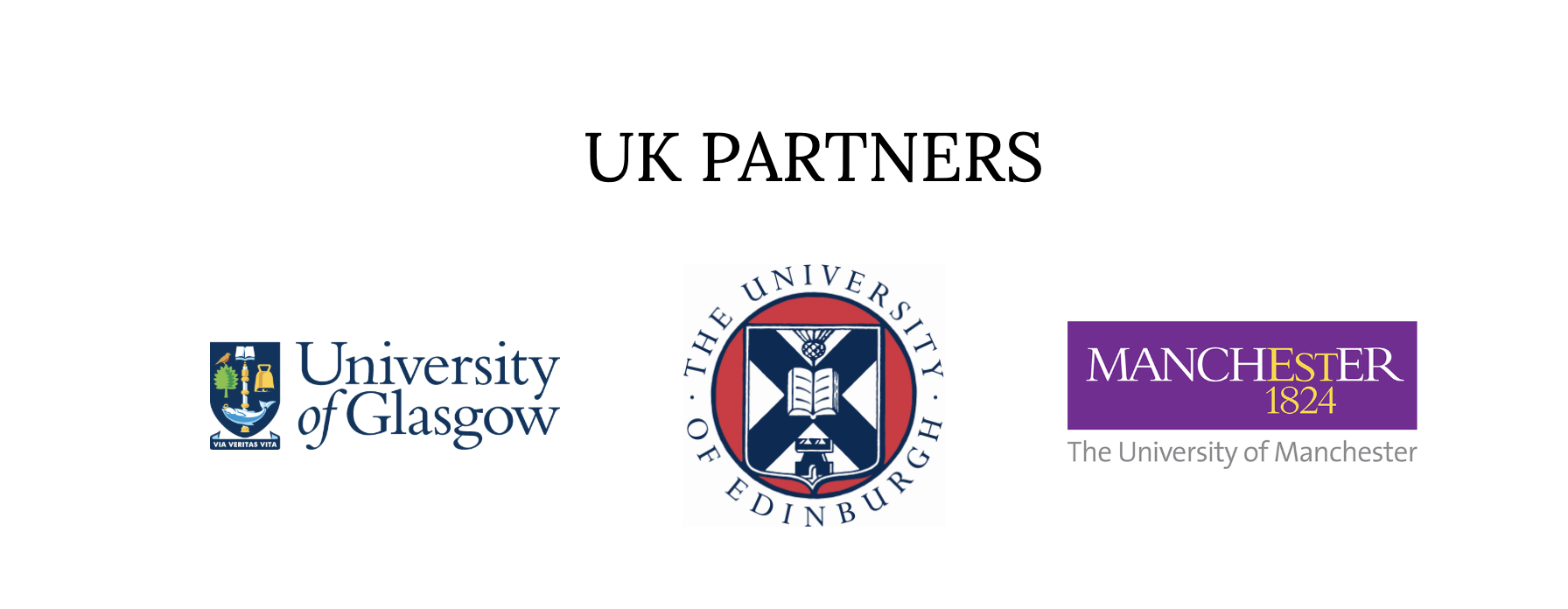 BUiD UK university partners: the Universities of Glasgow, Edinburgh, and Manchester